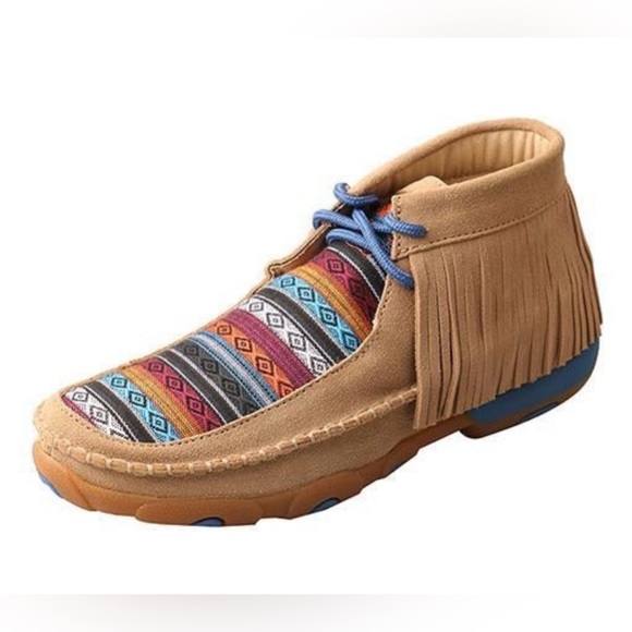 Twisted X Other - Youth size 2.5 Twisted X chukka driving mocs Aztec fringe lace up western serape